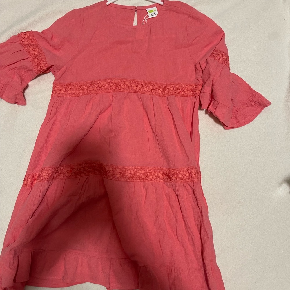 Crazy 8 youth girl size 7-8 coral dress EUC worn 1-2x